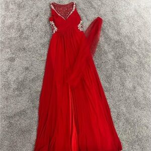 Red and silver sequences dress